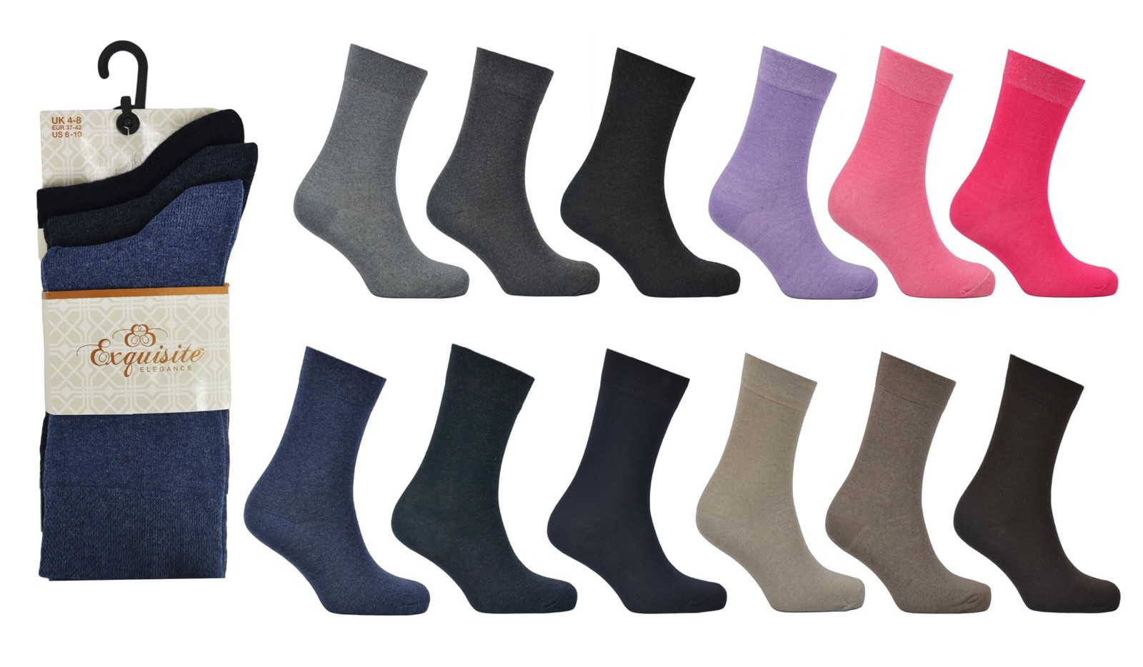Ladies Assorted Socks 6-Pairs – Everyday Dress Socks for Women (UK 4-8/EU 37-42)