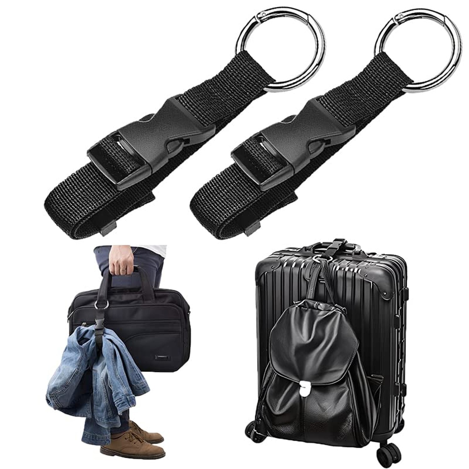 2 Pack Add a Bag Strap - Adjustable Suitcase Belt - Carry Your Extra Bags - T...