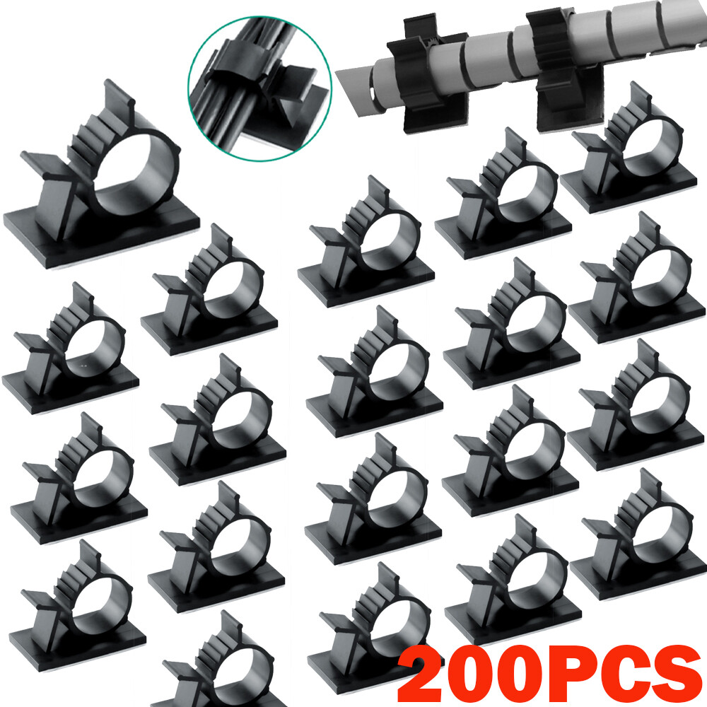 200x Cable Clips Self-Adhesive Cord Management Wire Holder Organizer Clamps US