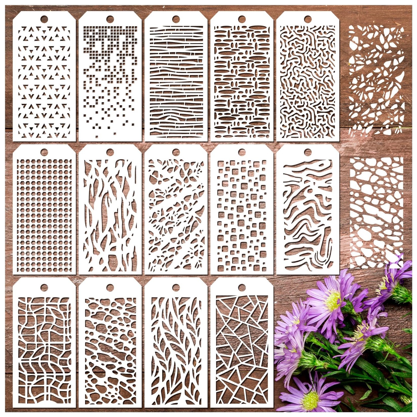 14 Pieces for Crafts Stencils Texture Stencils for Painting Reusable Art Deco...