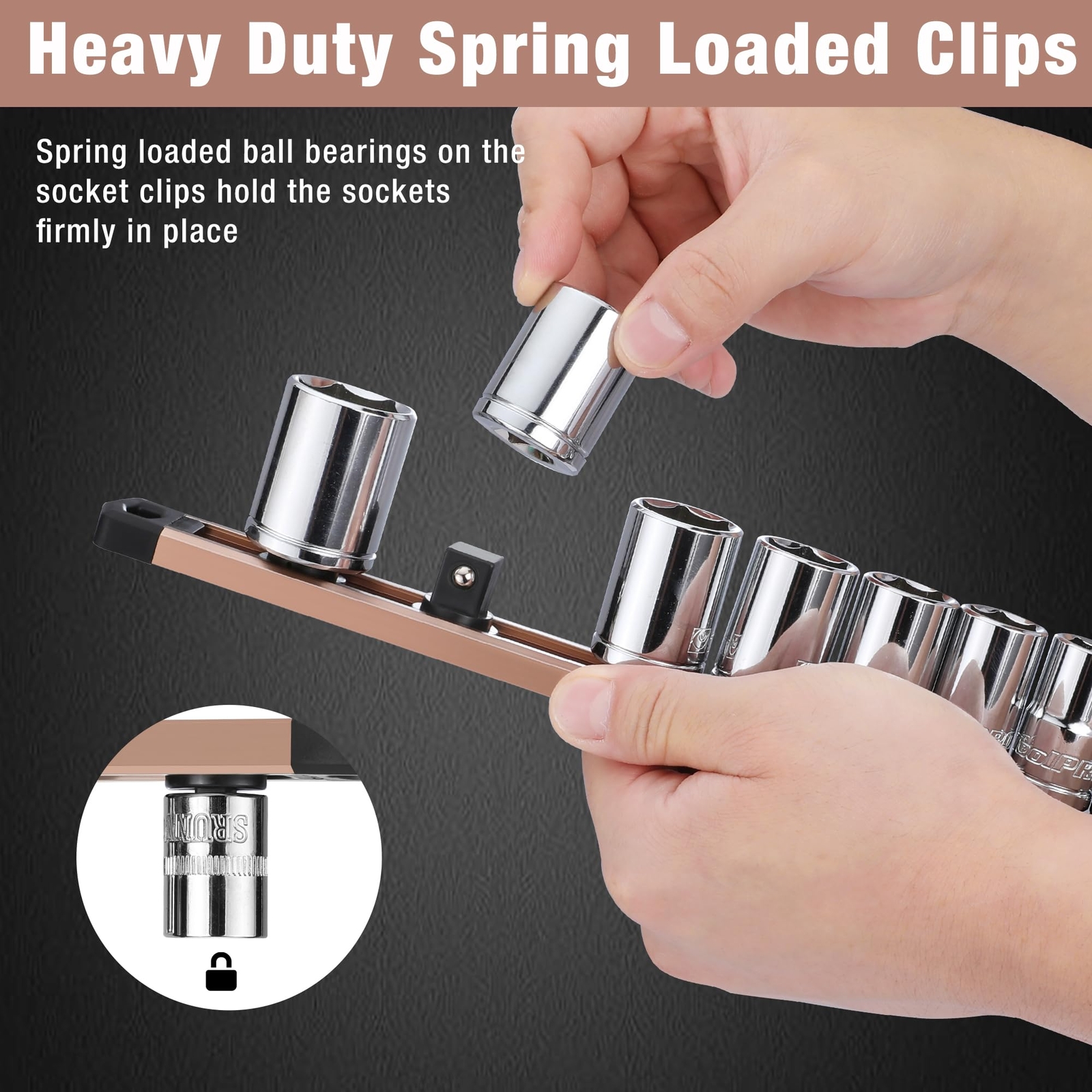 WORKPRO Heavy Duty Magnetic Socket Organizer 10 Clips 1/2" Dr Socket Holder Rack