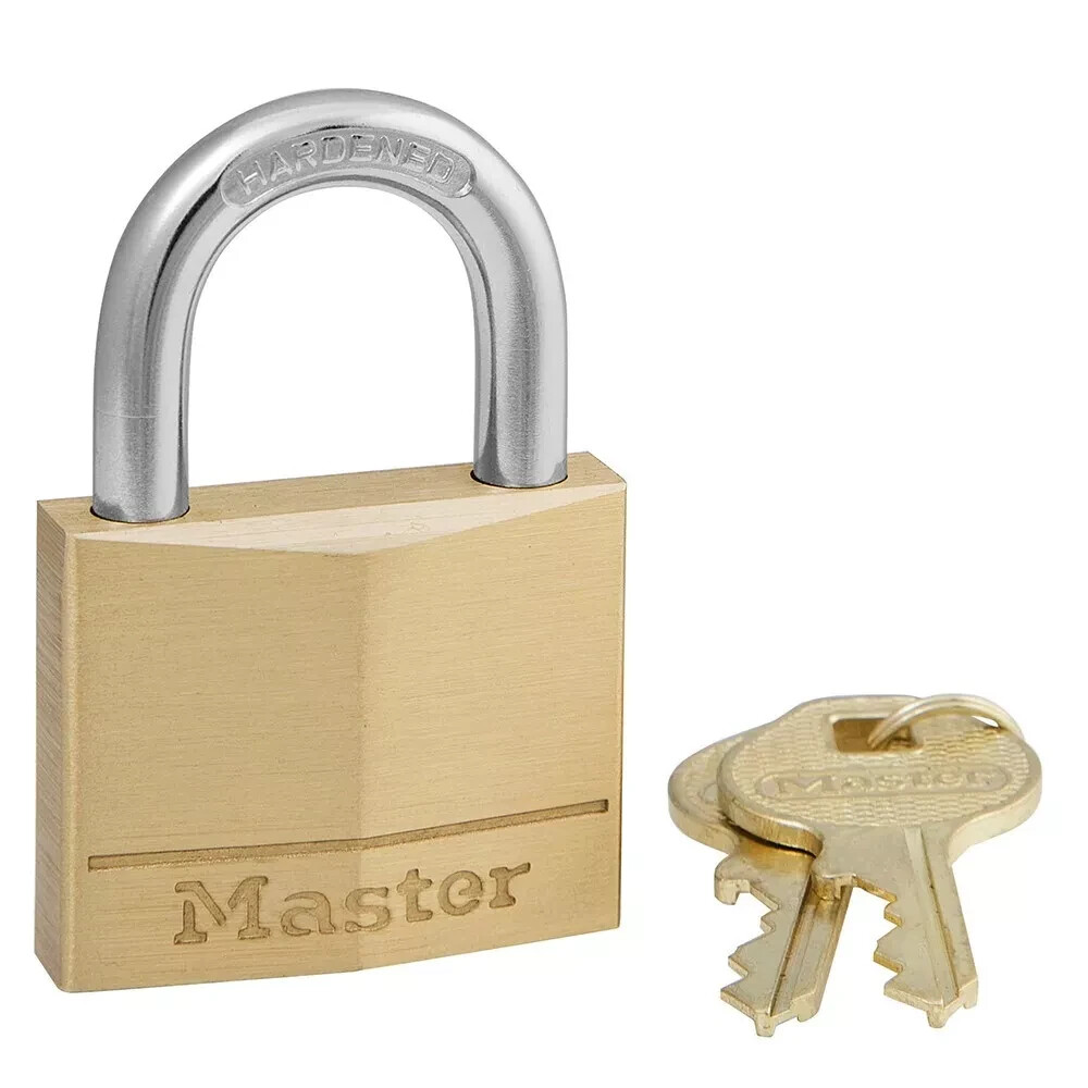 Master Lock 140D Padlock 2 Keys 4 Pin Tumbler - 1-9/16" Brass Brand New