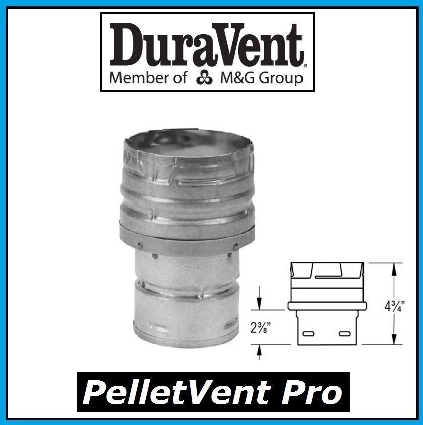 DURAVENT PELLETVENT PRO 3" to 4" Increaser Adapter, Galv. #3PVP-X4 PELLET VENT