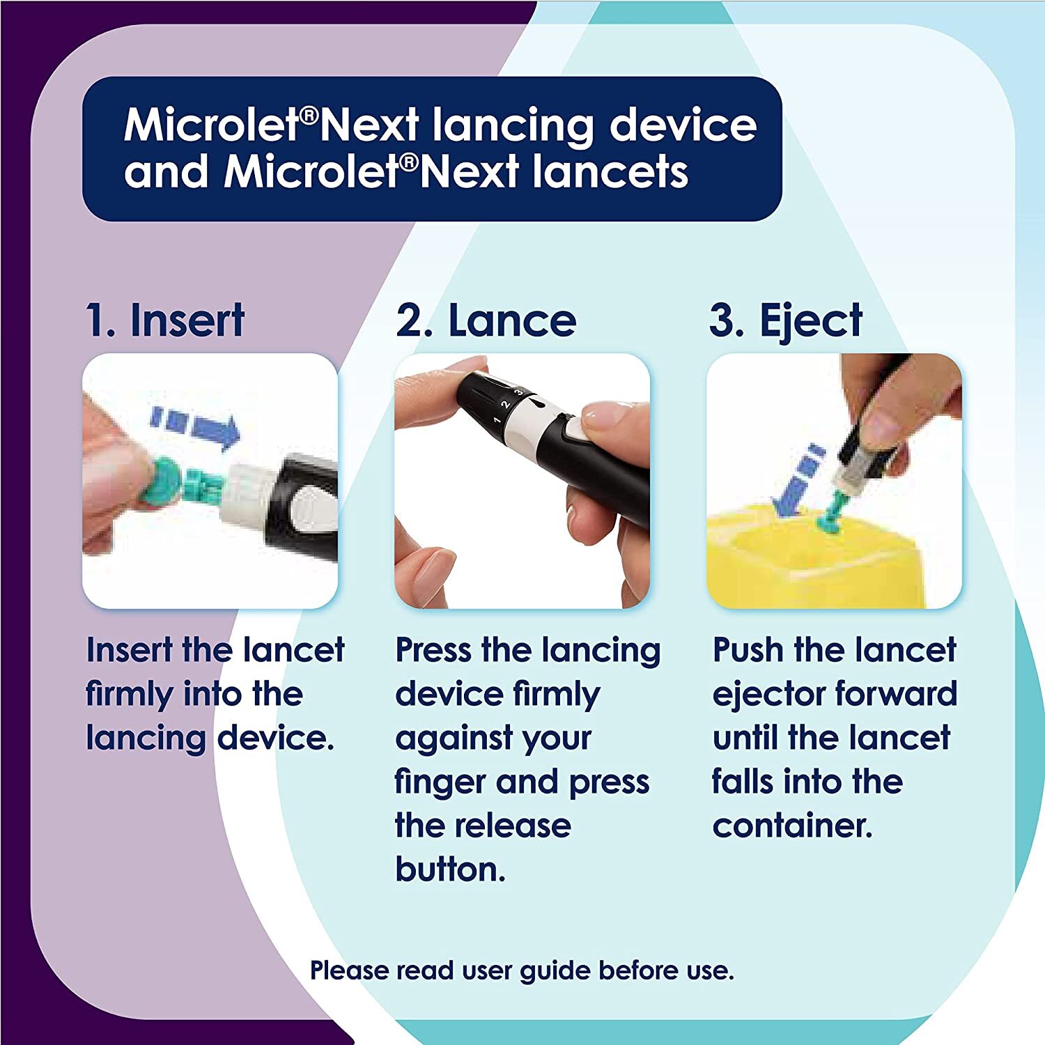 Microlet Next Lancing Device Kit 5 Clear Depth Settings with Safety Lock Endcap