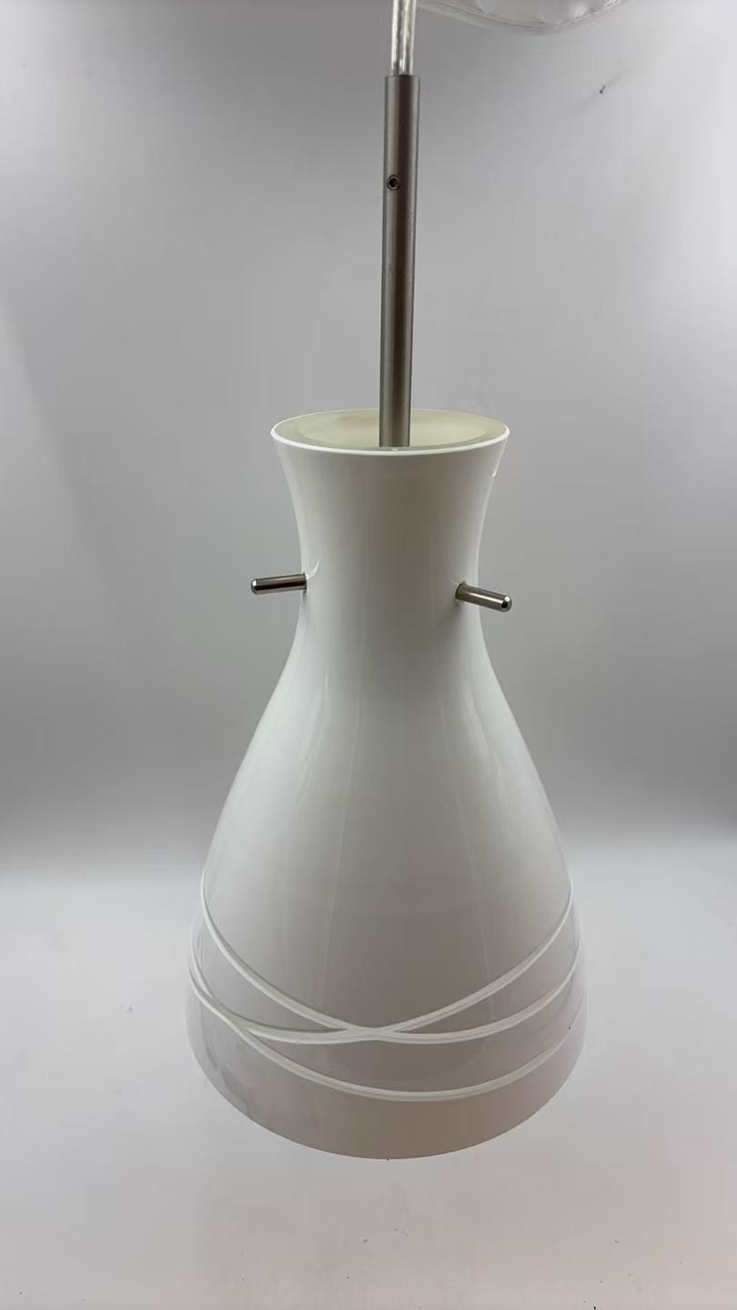 1 Light Mini Pendant Kichen Lsland or Bar-White Glass & Satin Nickel Finish-3014