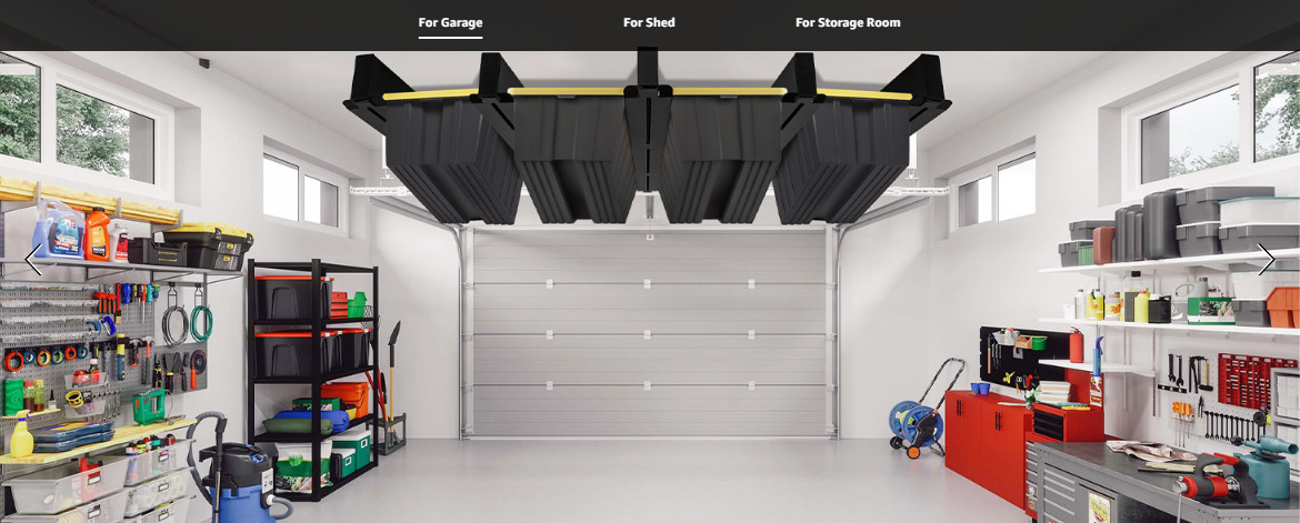 Garage Ceiling Storage Rack 4‑Bin Duty 400LB Utility Tote Organizer Pro Set