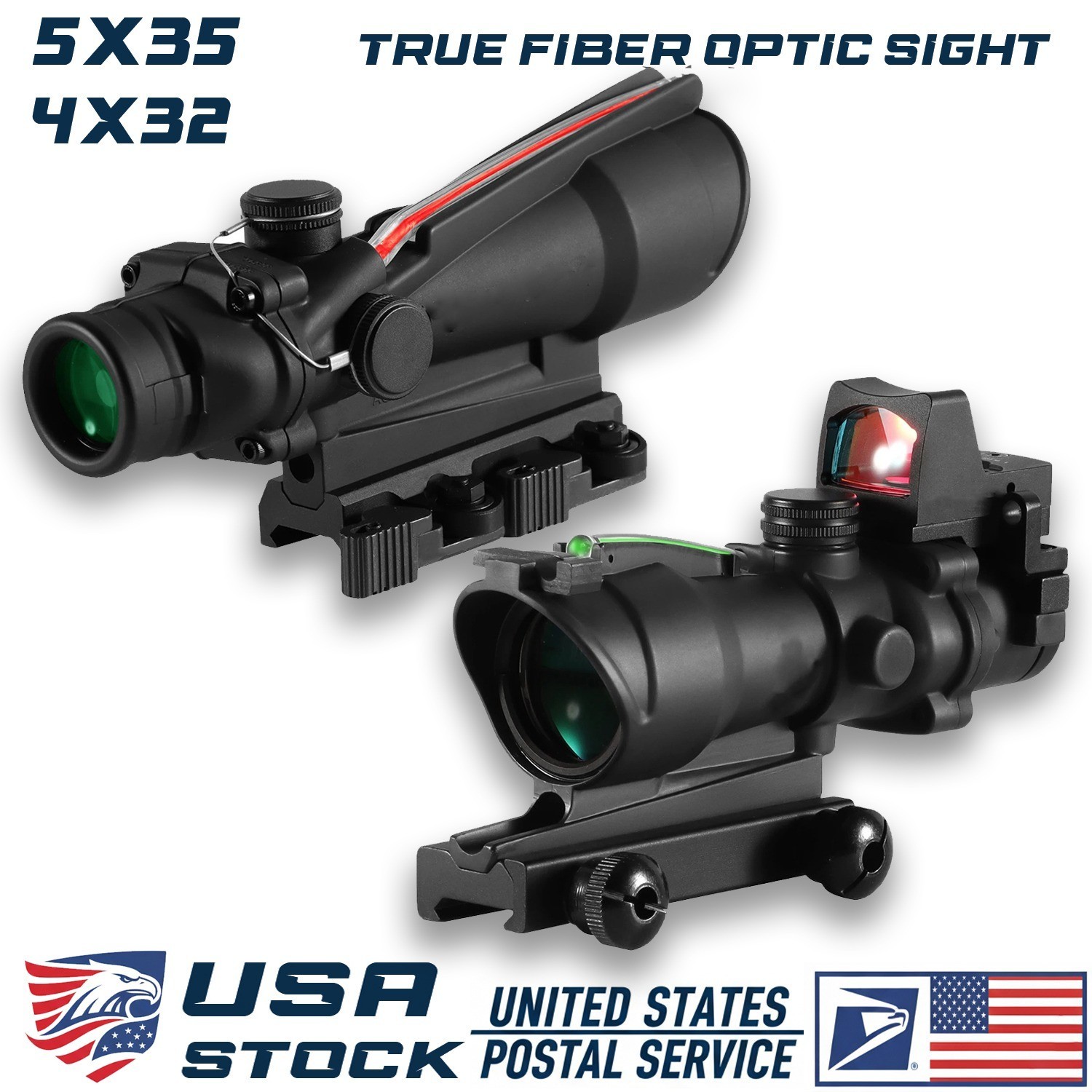 5X35 4X32 ACOG True Fiber Optic Red Green Cross Chevron Dot Tactical Sight Scope