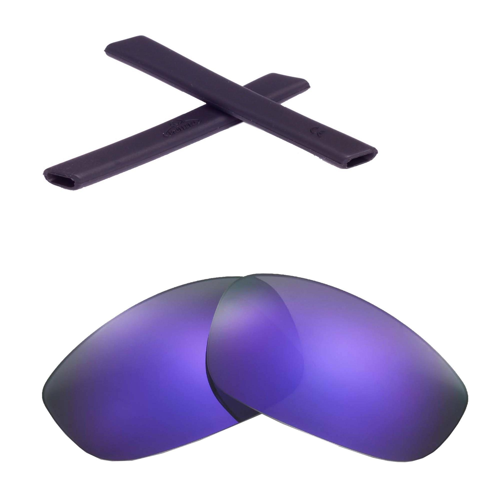 Walleva Purple Polarized Lenses And Black Earsocks For Oakley Split Jacket