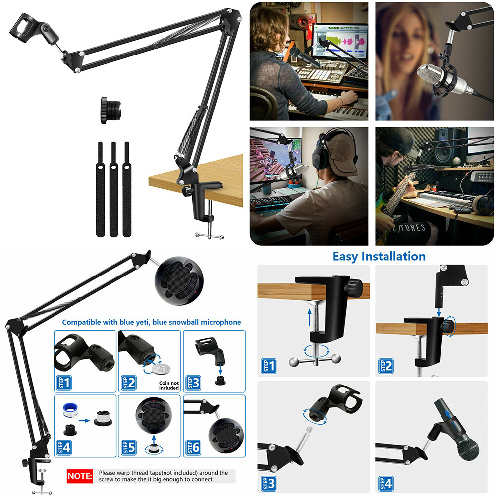 US 1 Pc Microphone Stand Adjustable Mic Suspension Boom Scissor Arm Desk Clamp