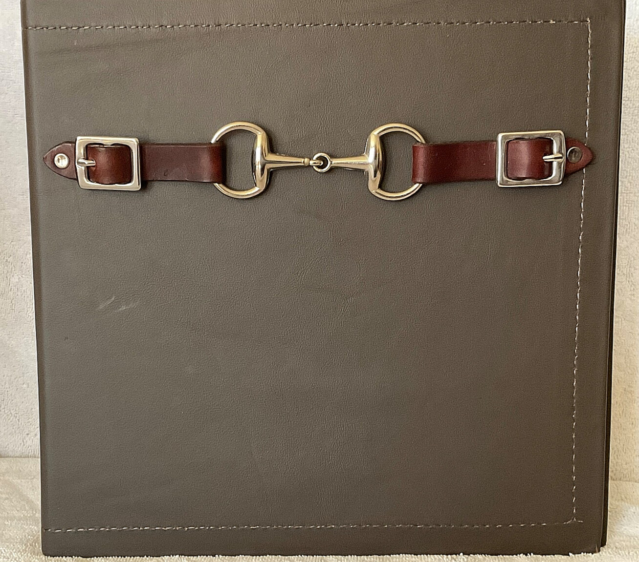 MATCH PAIR MINI SNAFFLE BIT ON DARK CHOCOLATE BROWN LEATHER 2" 3 RING BINDER