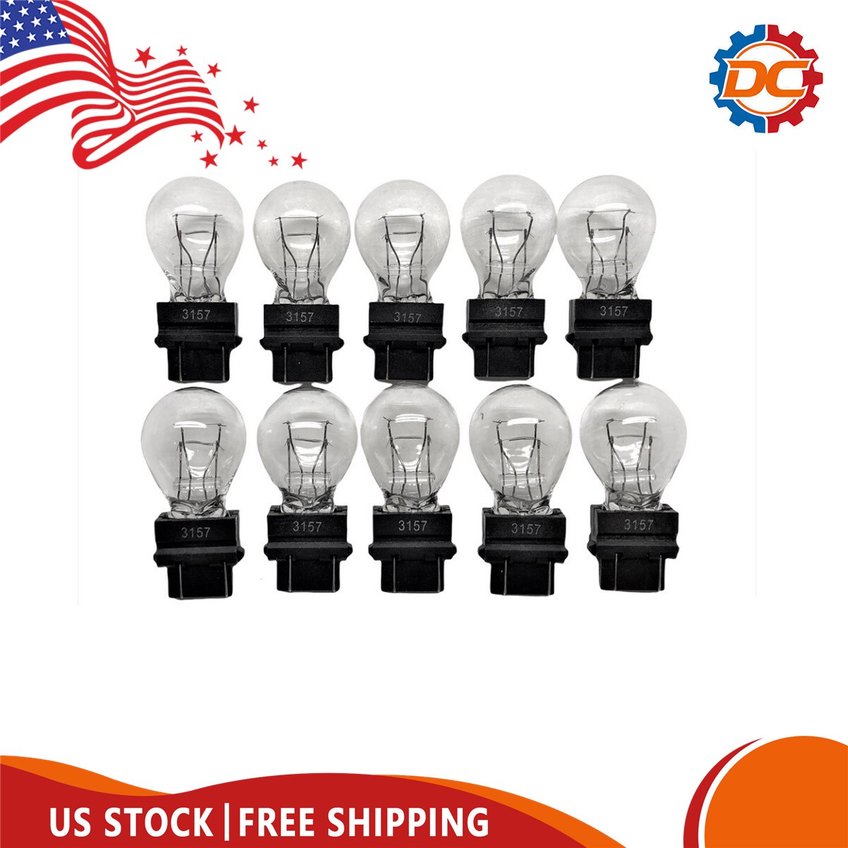 Clear Tail Signal Brake Light Bulb Lamps #3157 10 Packs USA New