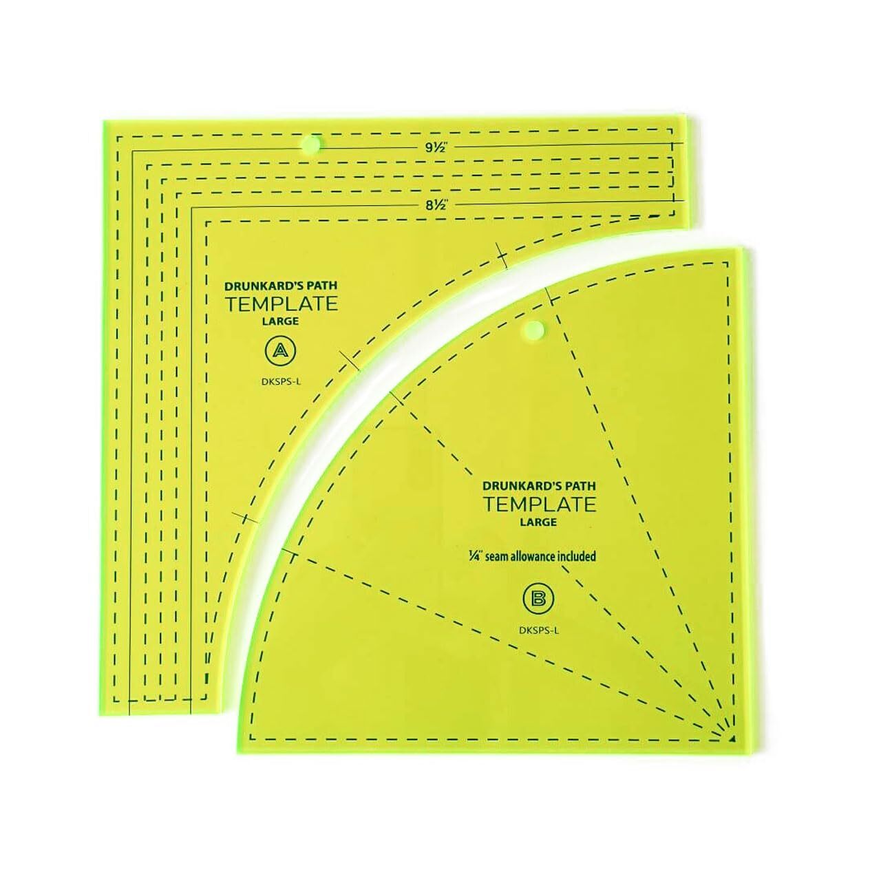 Drunkards Path Quilting Template Large Curved Acrylic Tools with 1/4” Seam Al...