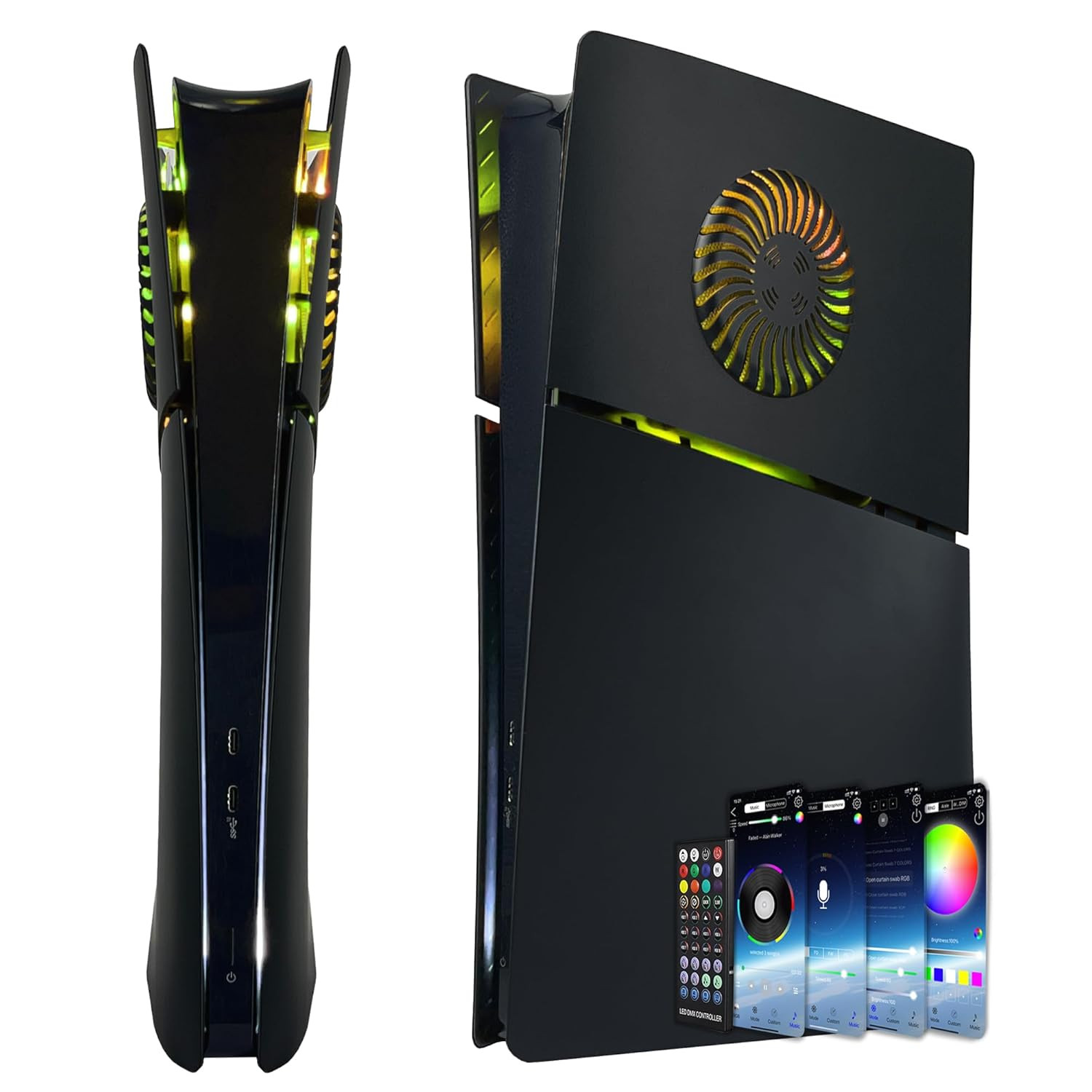 Cover Plates for PS5 Slim Digital Edition with RGB Light Strip and Dust Filter