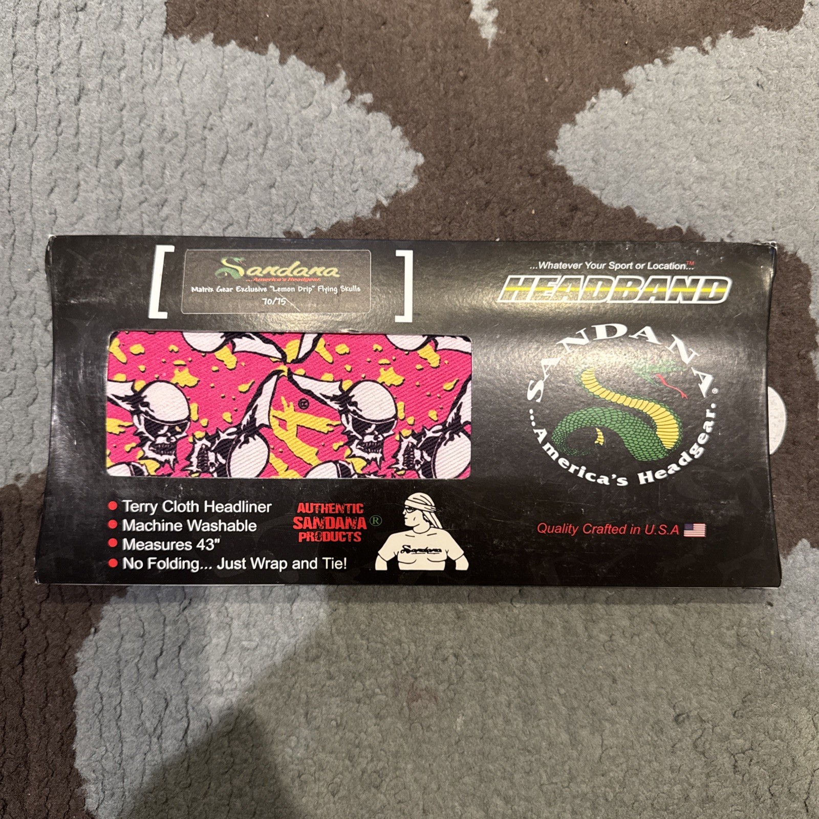 NEW SANDANA LEMON DRIP FLYING SKULLS HEADBAND #70/75!!