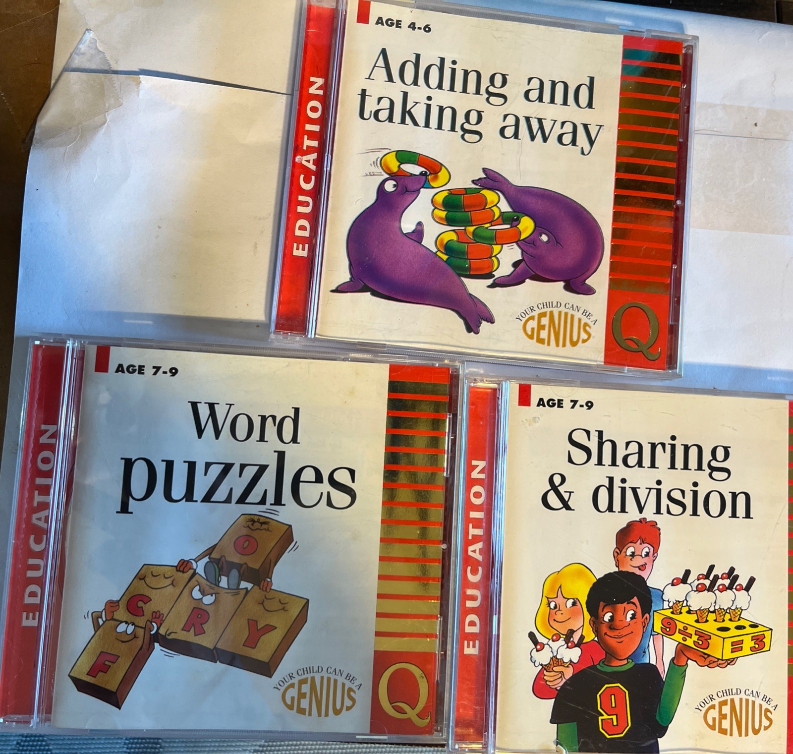 3 Education CDs Ages 4-6 & 7-9. Adding & Taking Away, Sharing & Division, Etc. L