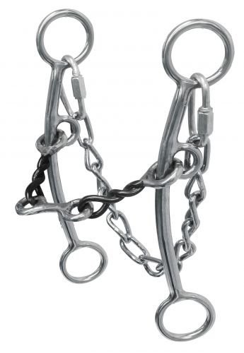 Showman Sweet Iron Twisted Mouth Bit w/ Dogbone & Curb Chain