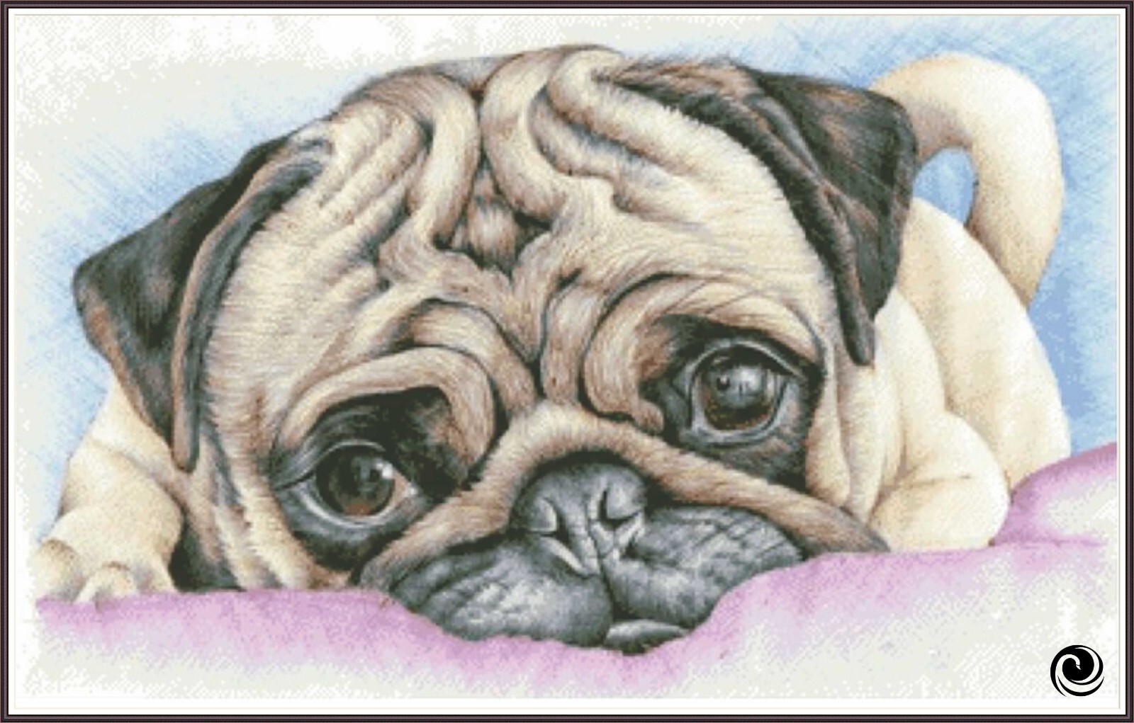 PUG Puppy 9 - Chart Counted Cross Stitch Pattern Needlework Xstitch
