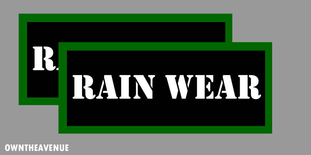 Rain Wear Labels 3.5" x 1.50" stickers decals Ammo Storage (2PACK)