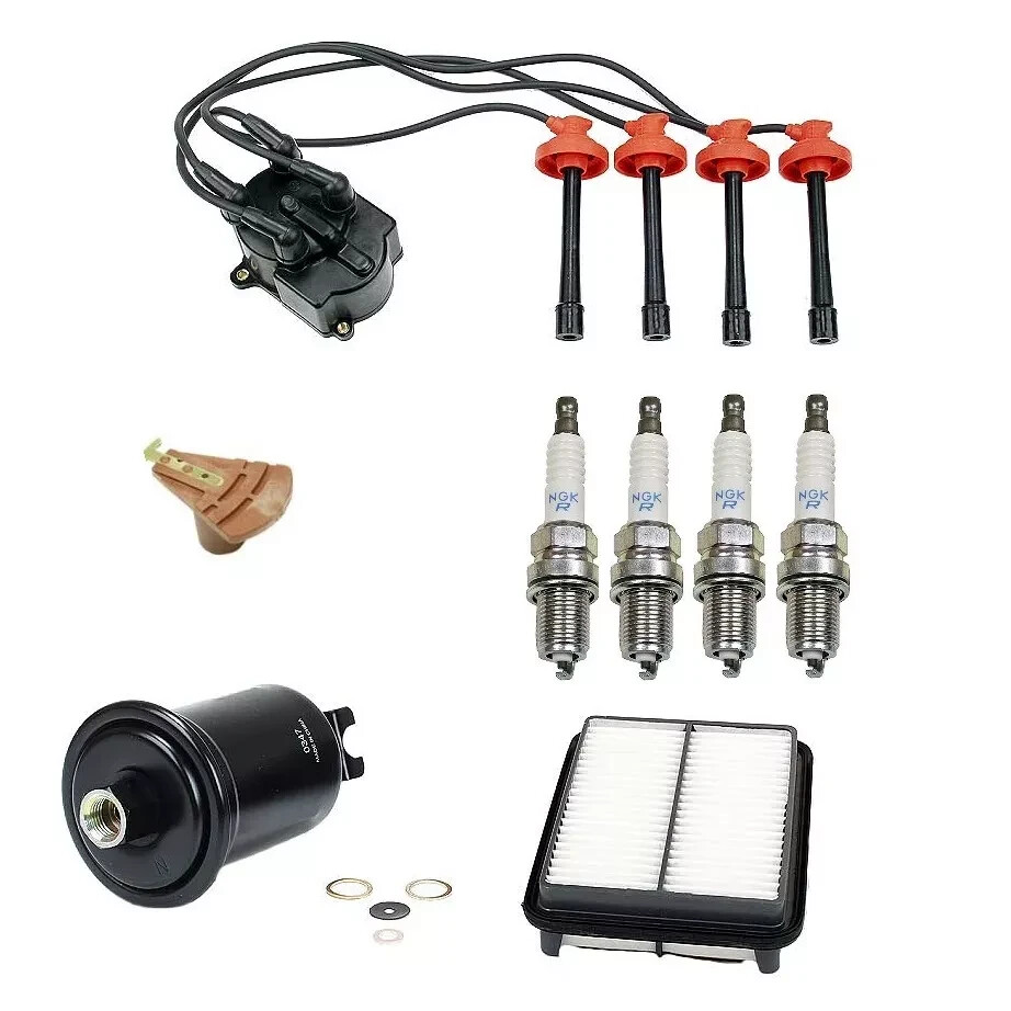 OEM For Toyota Camry 86-91 Tune Up Kit Filters Kap Rotor Spark Plugs & Wire Set