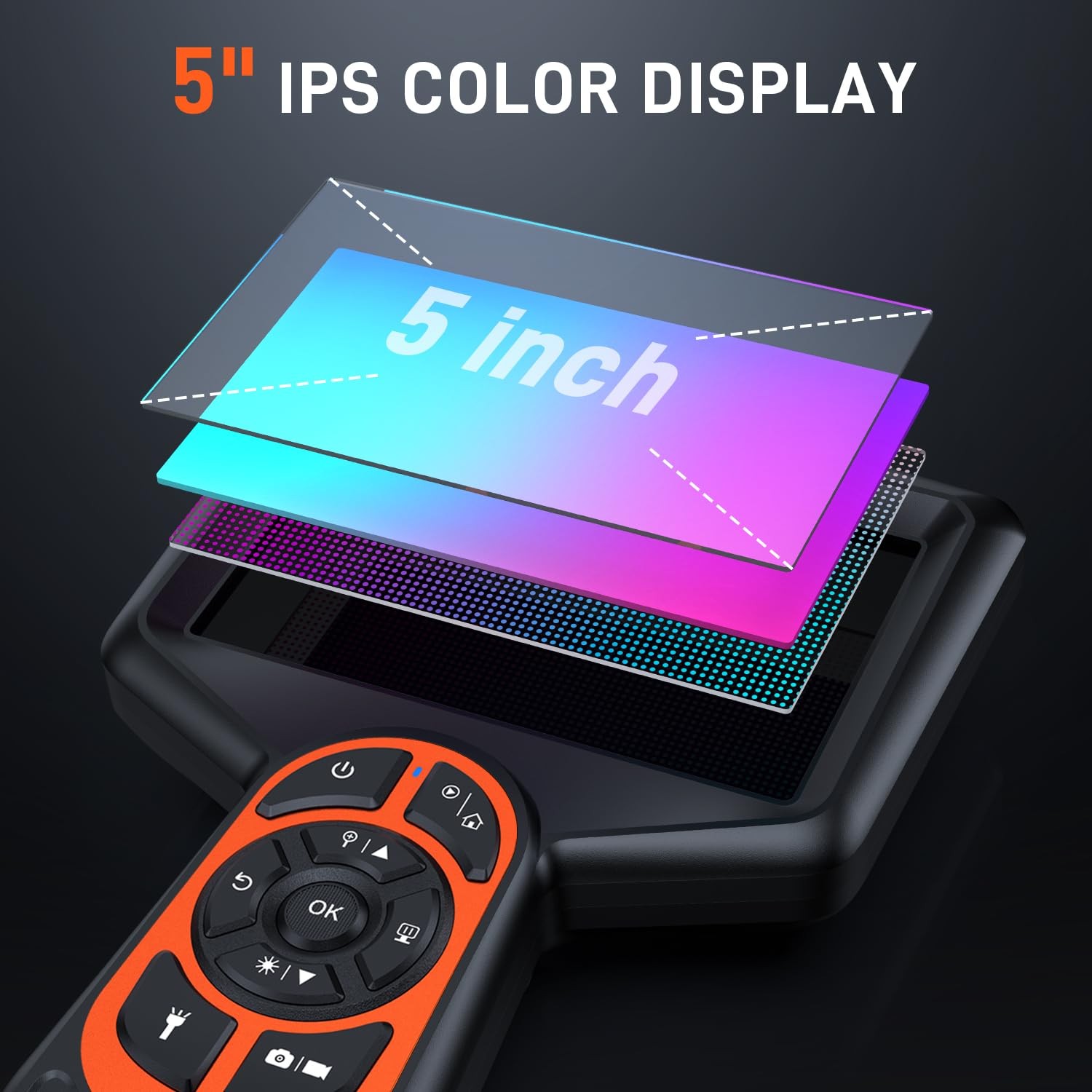 3.9mm Borescope, 5" IPS Screen 1080P Endoscope Camera with Light, Inspection ...