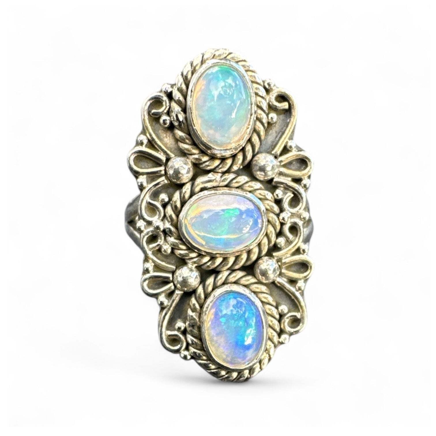Ethiopian Opal Solid 925 Sterling Silver Ring 5