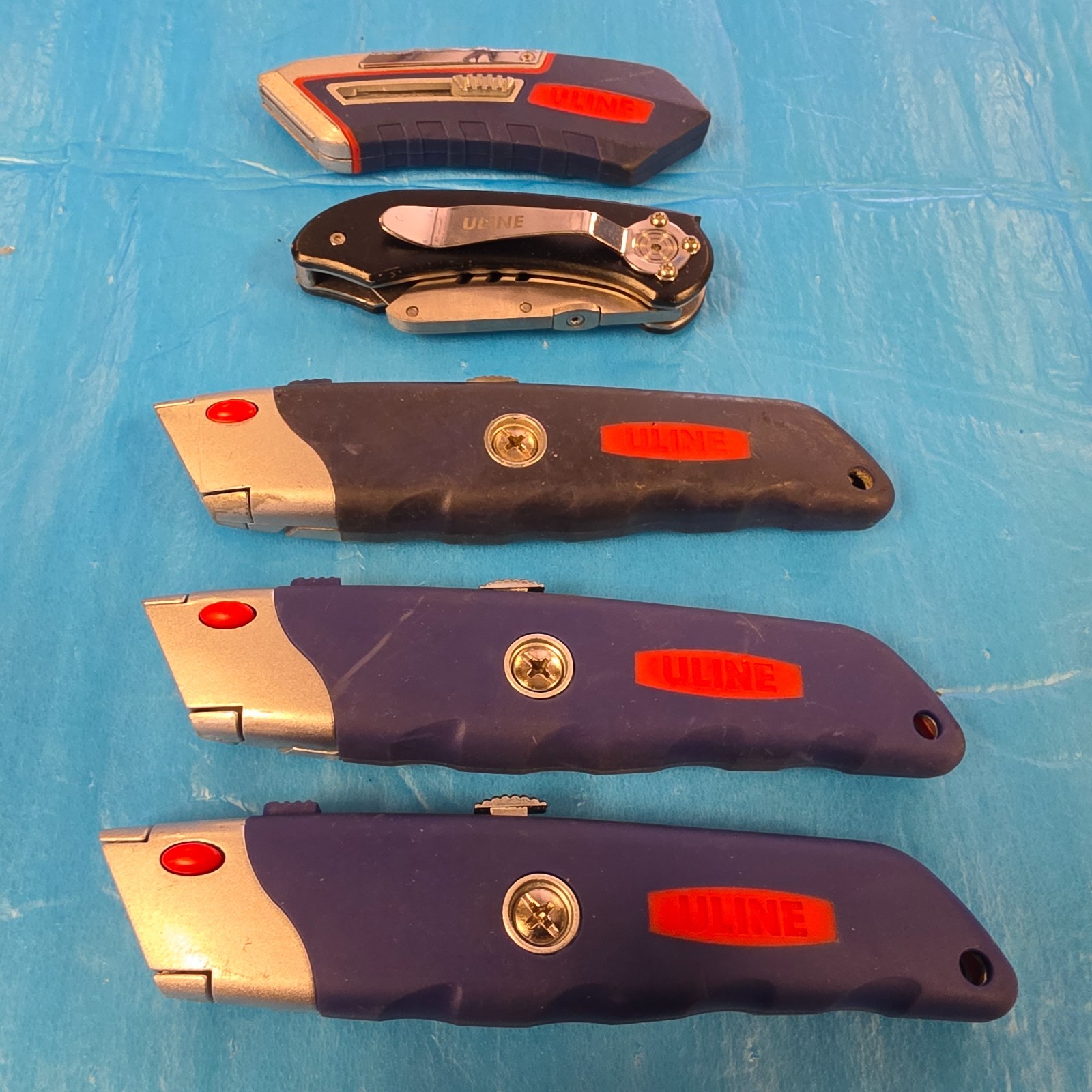 LOT OF 5 ULINE UTILITY KNIVES USED SET #11