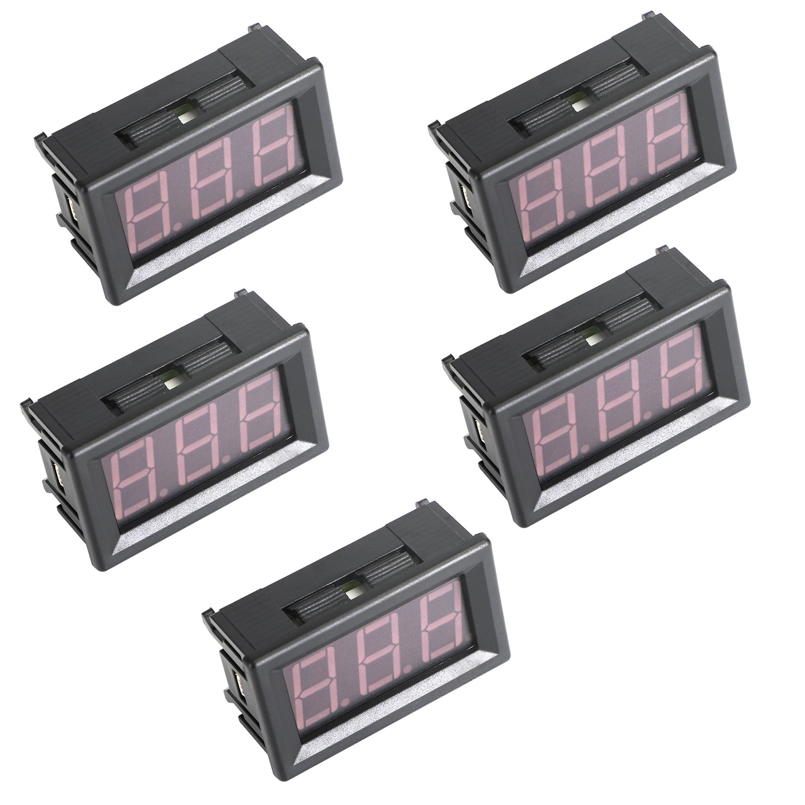 5Pcs Dc 5-120V Voltmeter Red Led Panel 3-Digital Display Volt Meter 2-Wire