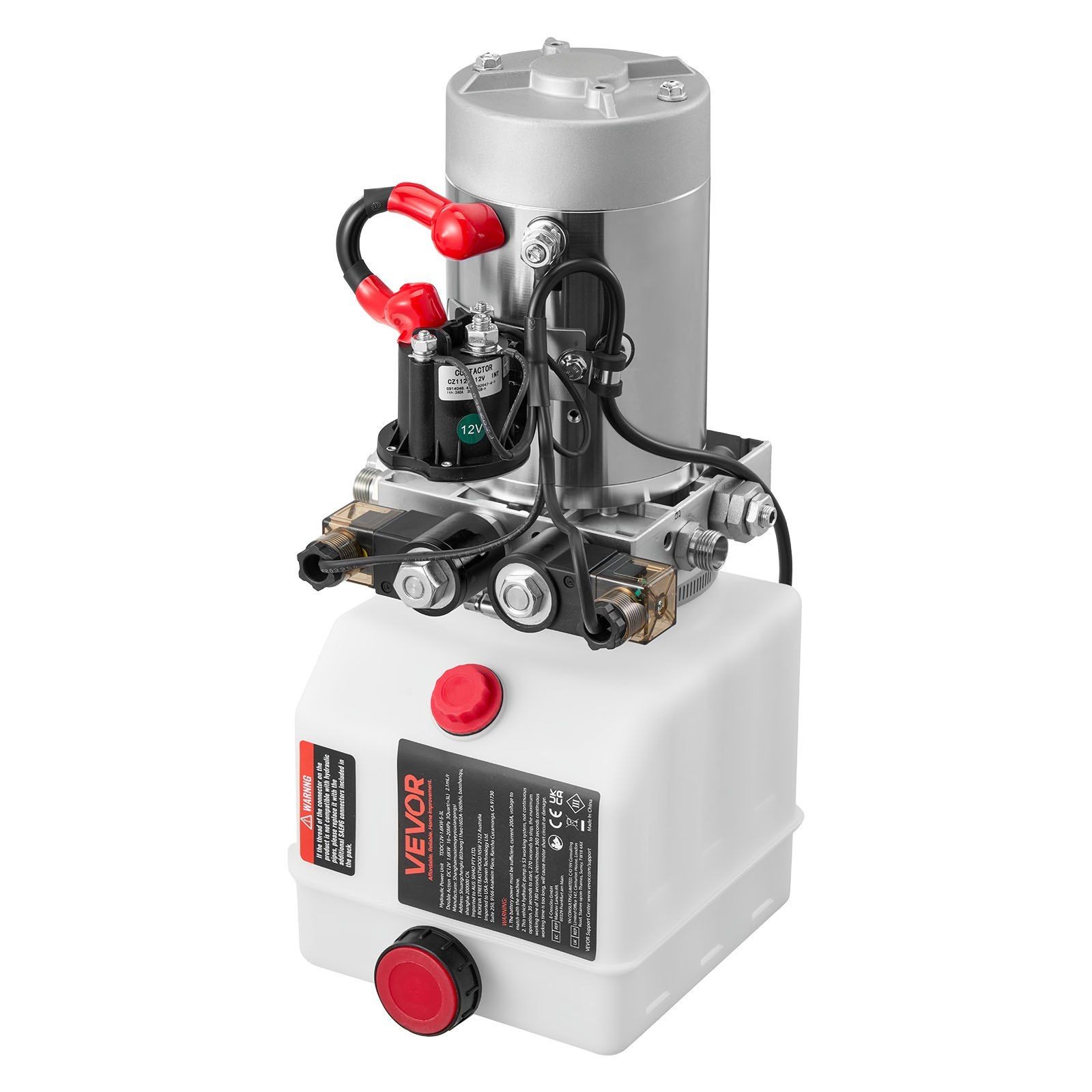 4Qt 12V Hydraulic Power Unit, 3200 PSI, 0.91 GPM Double-Acting Pump