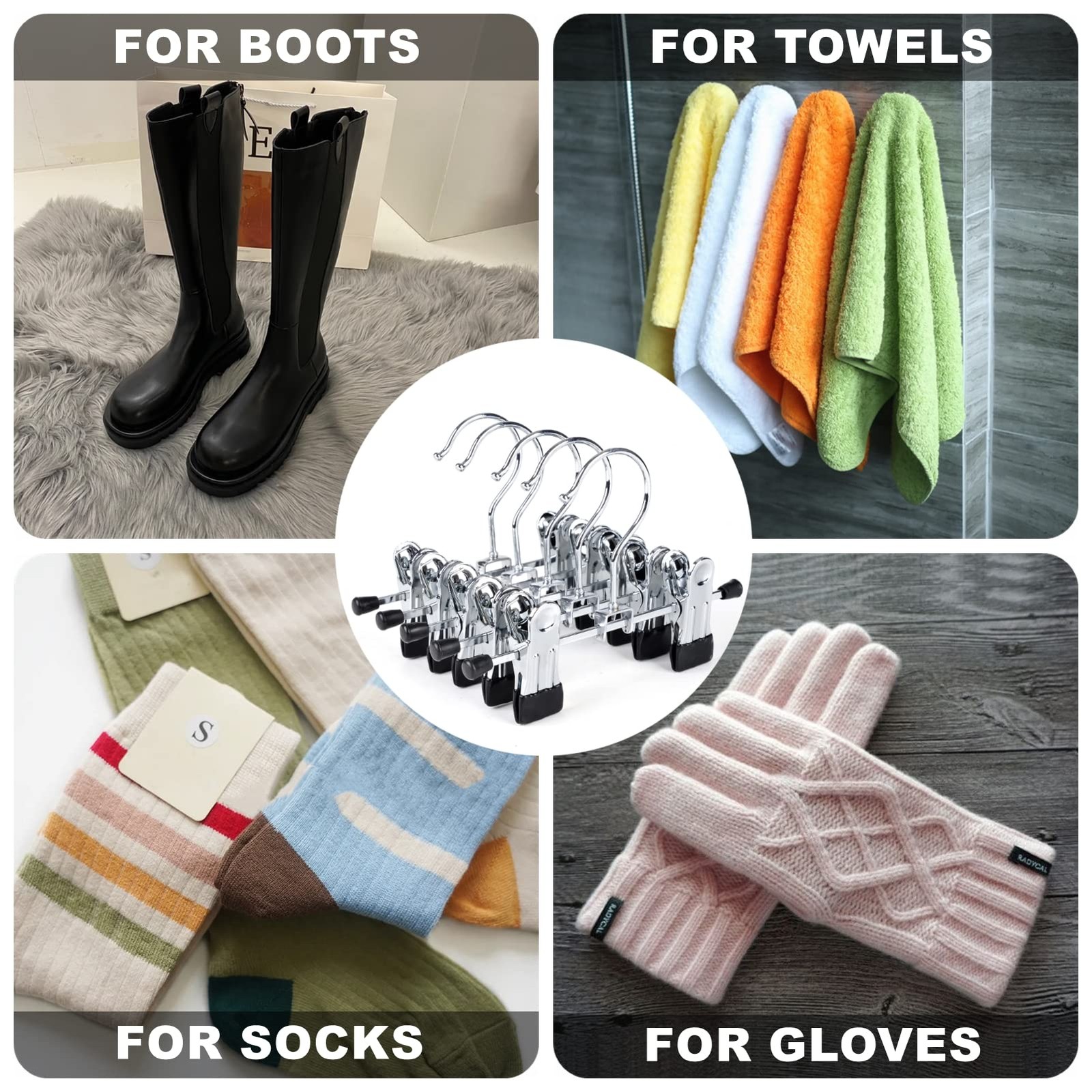 20 Pack 6" Metal Boots Hangers with 2 Adjustable Clips, Portable Multifunctio...