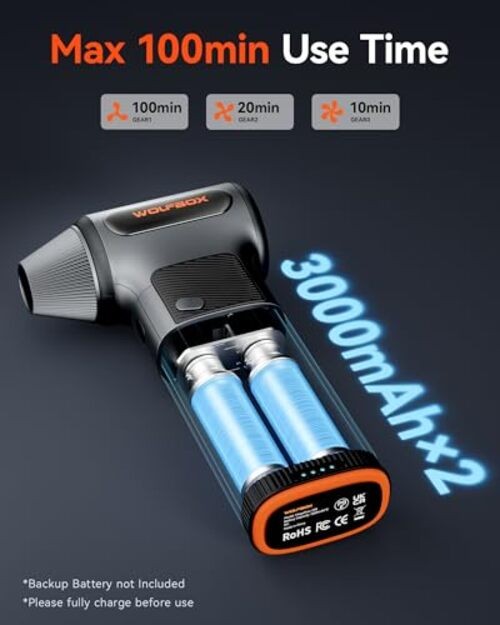 MF200 Compressed Air Duster with Removable Battery & 4 Nozzles, Cordless 3