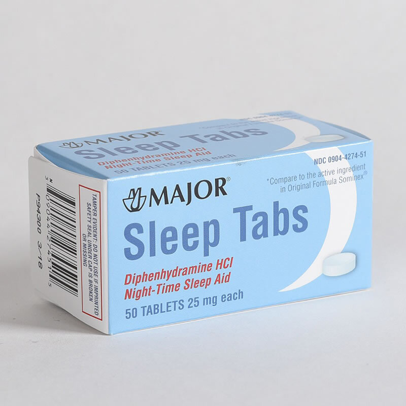 Major 904427451 Sleep Tabs Boxed Night-time Sleep Aid 50 Ct (Pack of 6)