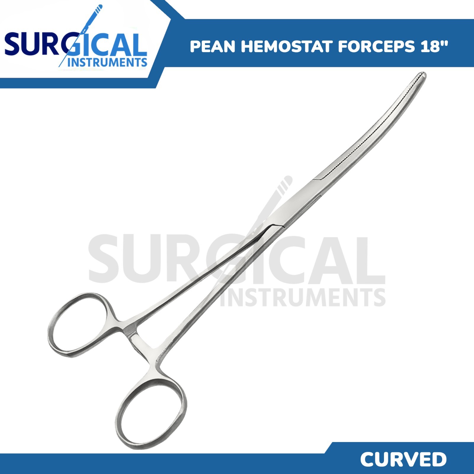 18" Curved Hemostat Forceps Locking Clamps - Stainless Steel German Grade