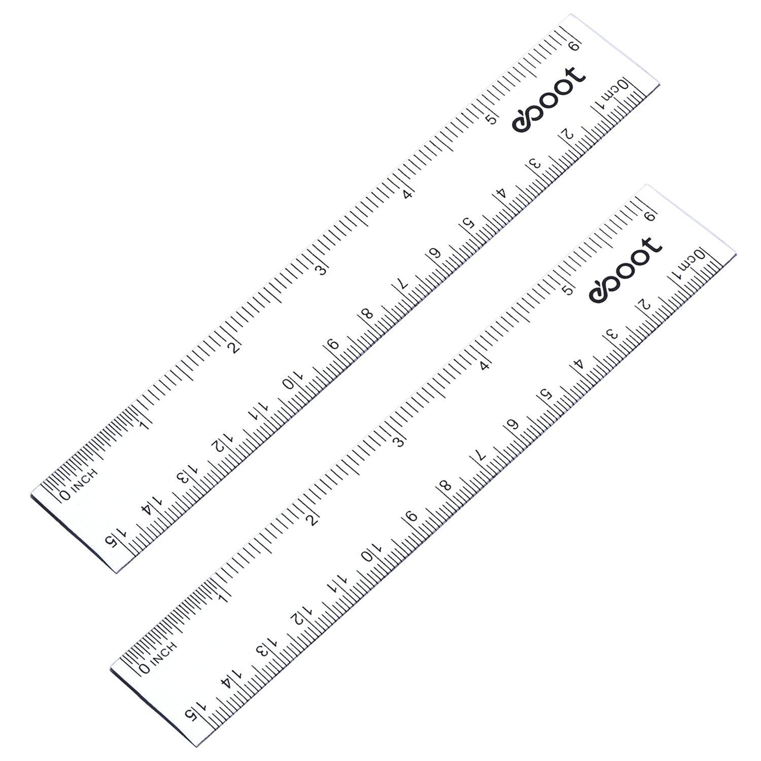 EBOOT 2 Pack Plastic Ruler Straight Measuring 6 Inch, Clear