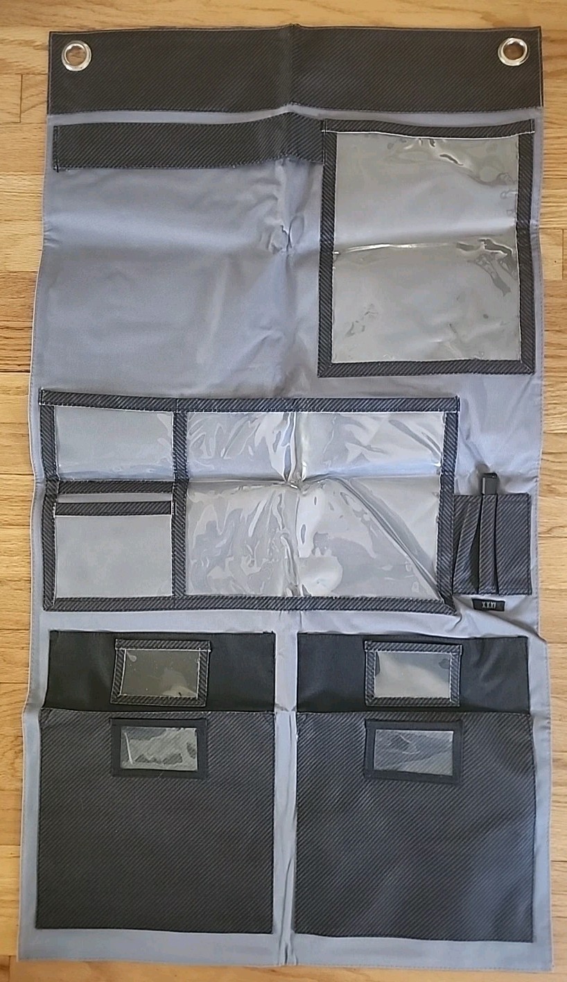 Thirty One 31 Hang Up Wall or Door Organizer GRAY & BLACK Pattern (EW)