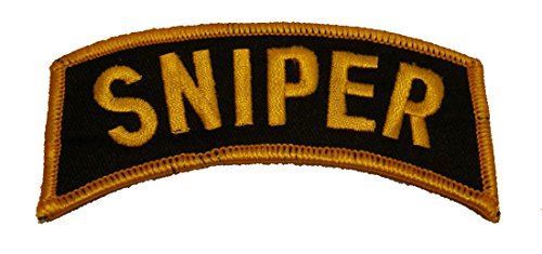 US ARMY UNOFFICIAL SNIPER TAB ROCKER PATCH VETERAN BLACK GOLD