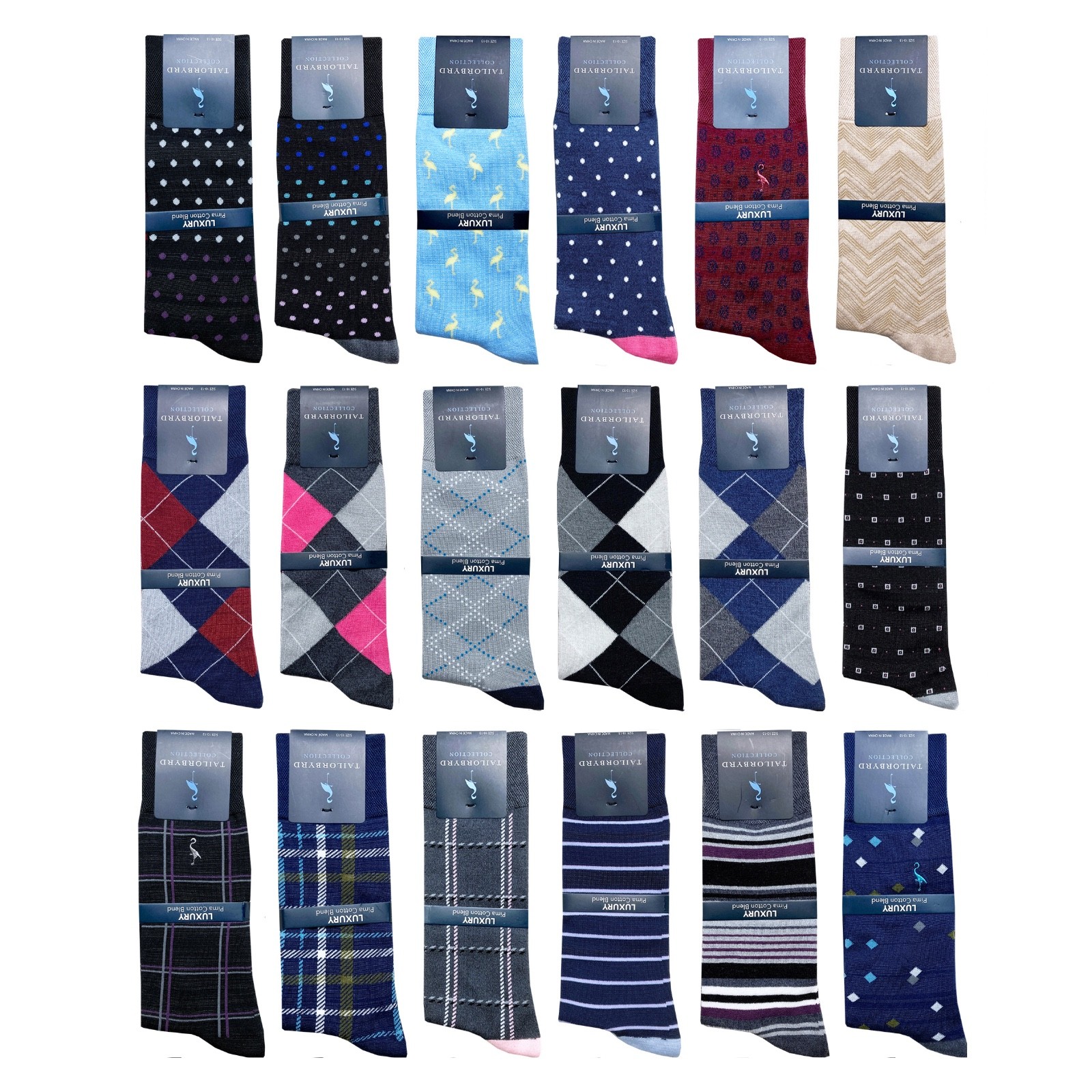 Mens Luxury Dress Socks Tailor Byrd Trouser Crew Pima Cotton Blend SOFT