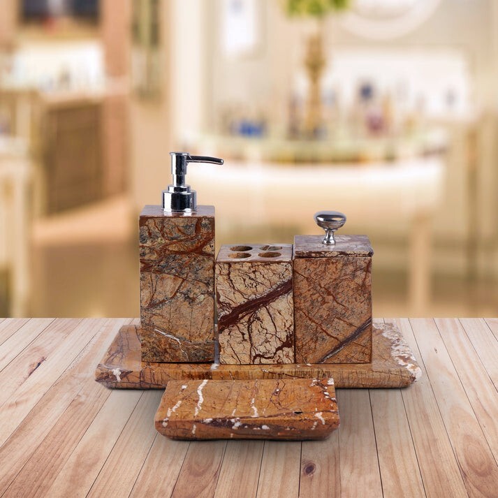 Brown Marble Bathroom Set of 5