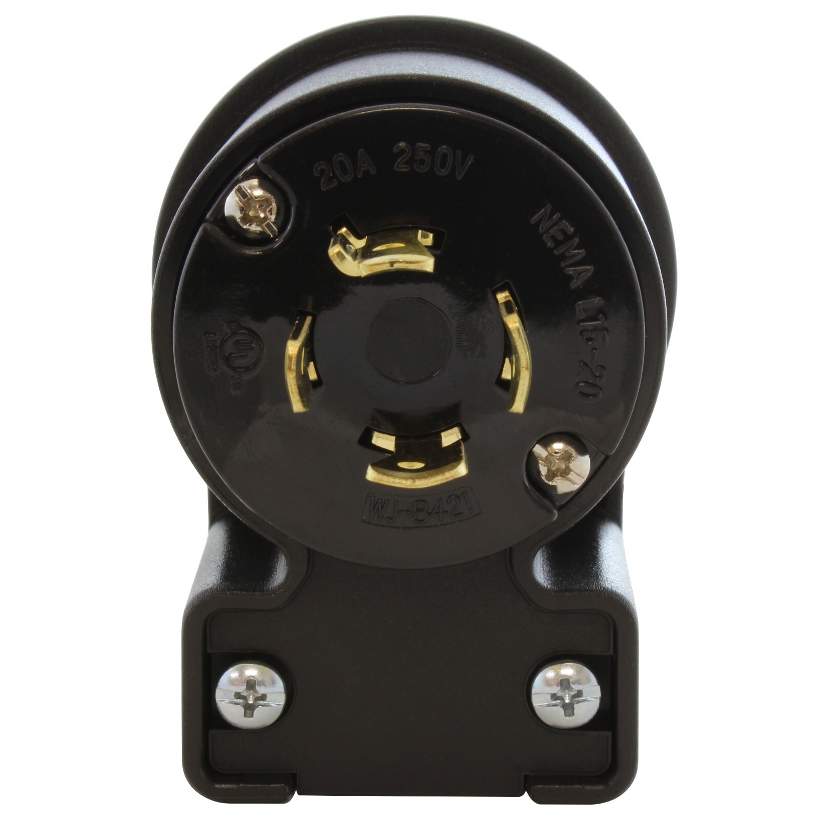 20A 250V 3-Phase NEMA L15-20P Locking Right Angle Male Plug Assembly