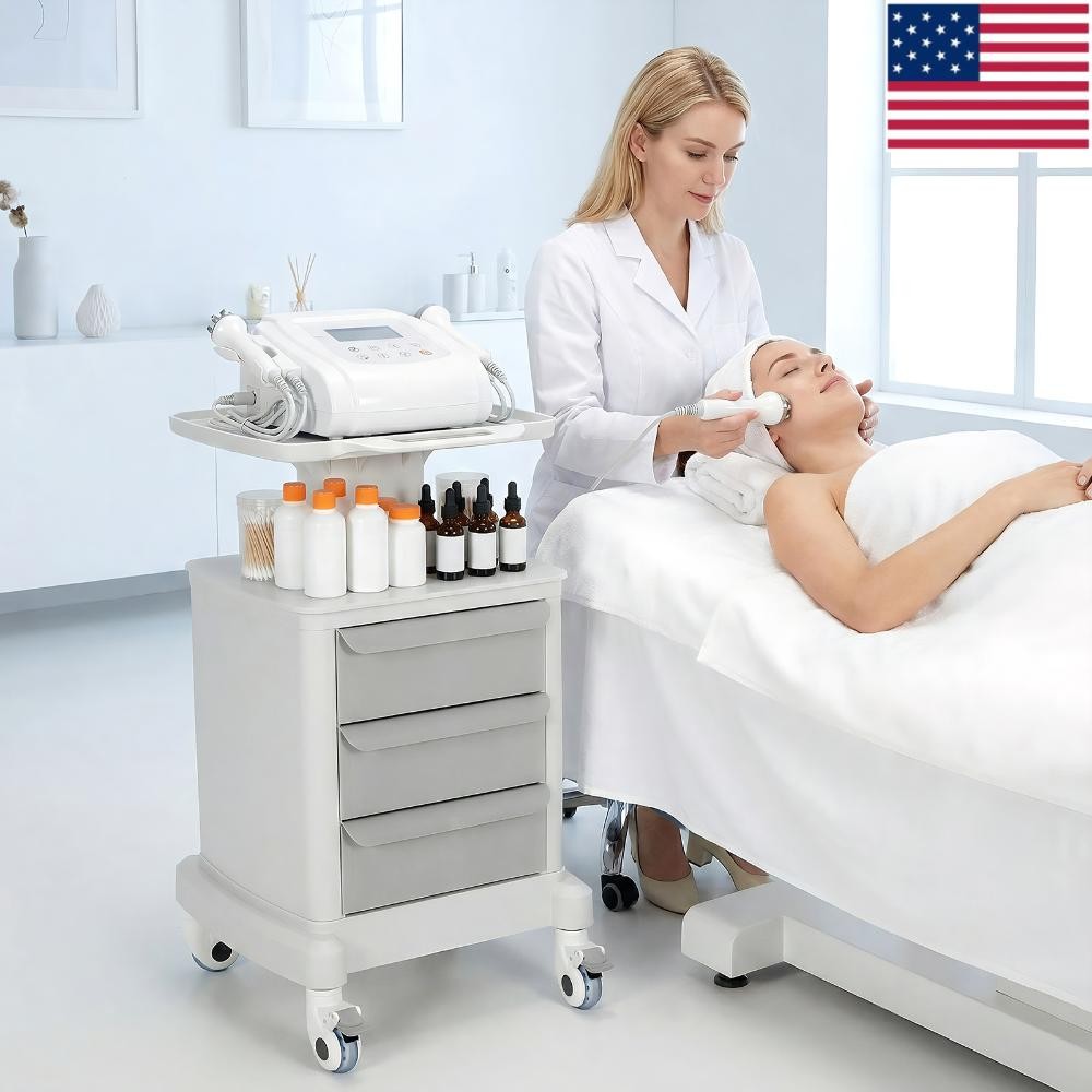 Salon Trolley with 3 Drawers & 4 Wheels & 1 Top Tray for Clinic Hospital Salon