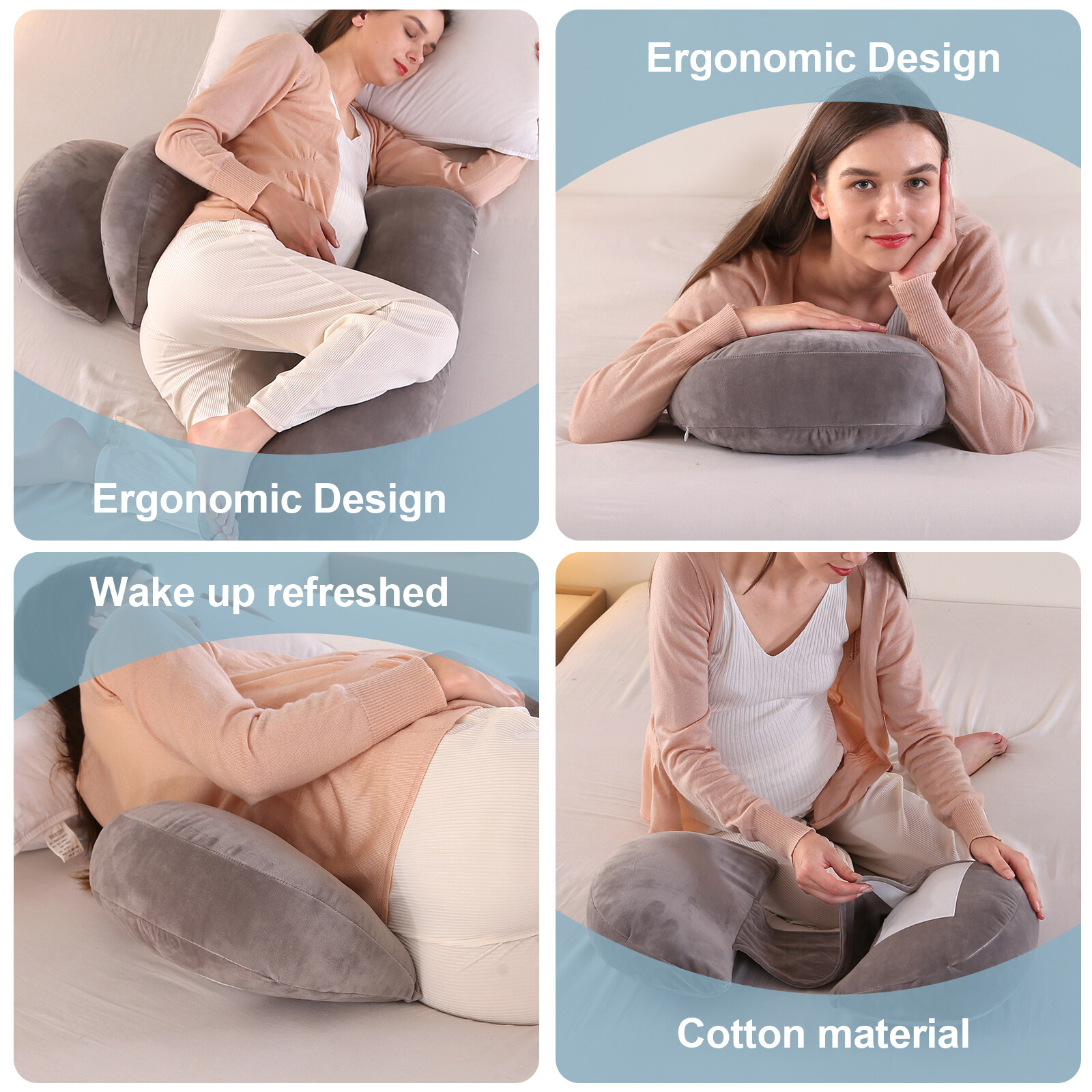 Velvet Pregnancy Pillows for Sleeping Maternity Adjustable Support for Back, Leg