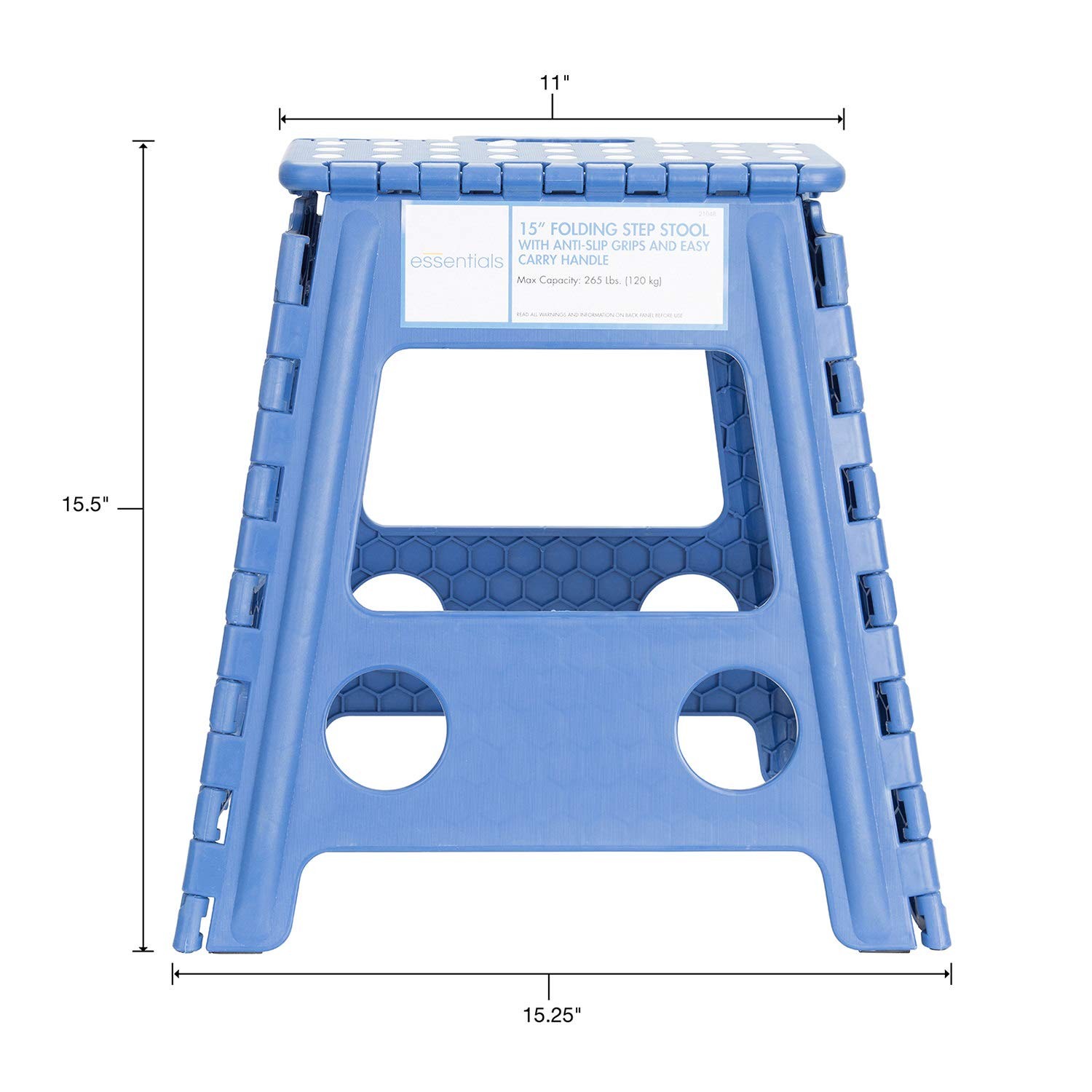 21048 Folding Step Stool 15 Inch Wide Plastic Step Stools For Adults Gray