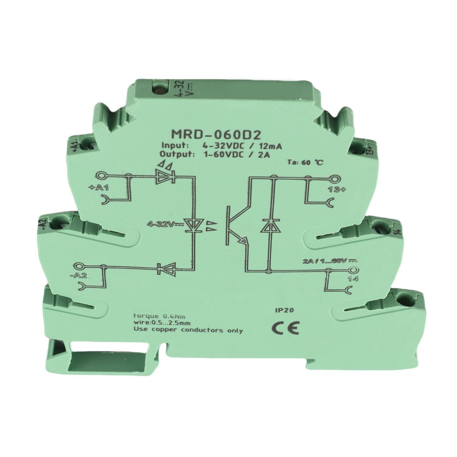 6.2mm DIN Rail Solid State Relay Module 432VDC Input Normally Open LED