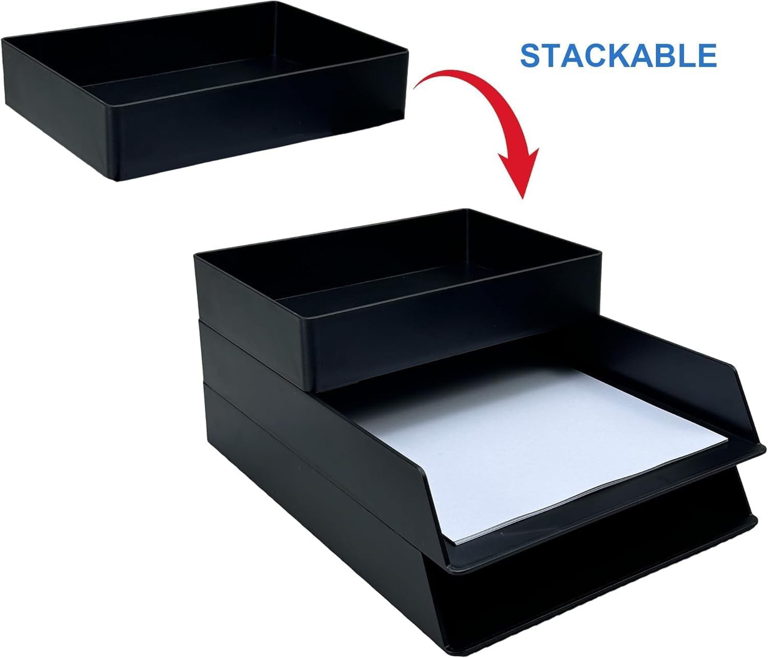 Rectangular Plastic Desk Organizer W/ Storage Trays Accessory Tray Office