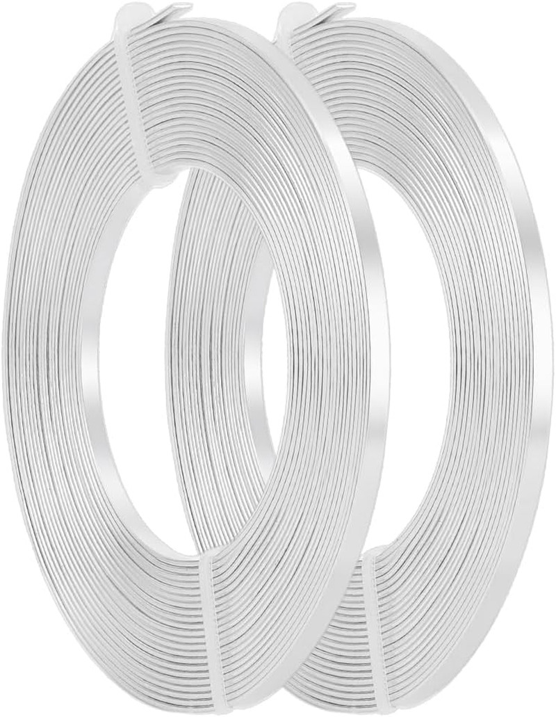 32 Feet 2 Rolls 3Mm Wide Flat Jewelry Craft Wire 18 Gauge Aluminum