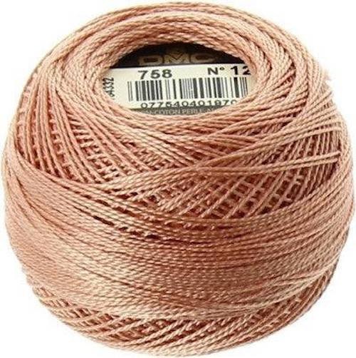 DMC Pearl Cotton 131 Yard Ball - Size 12 - Color 758 Very Light Terra Cotta