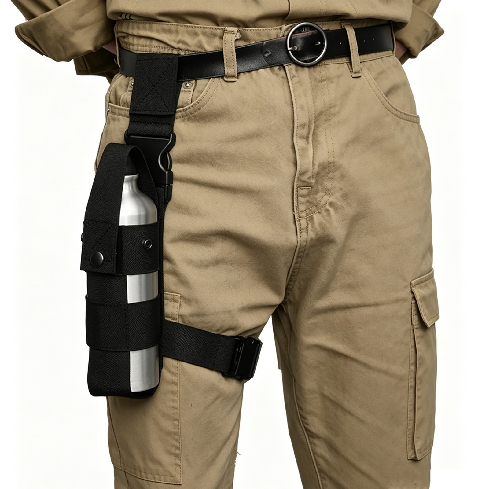 Tactical Thigh Drop Leg Water Bottle Bag Mini Fire Extinguisher & Spray Holster