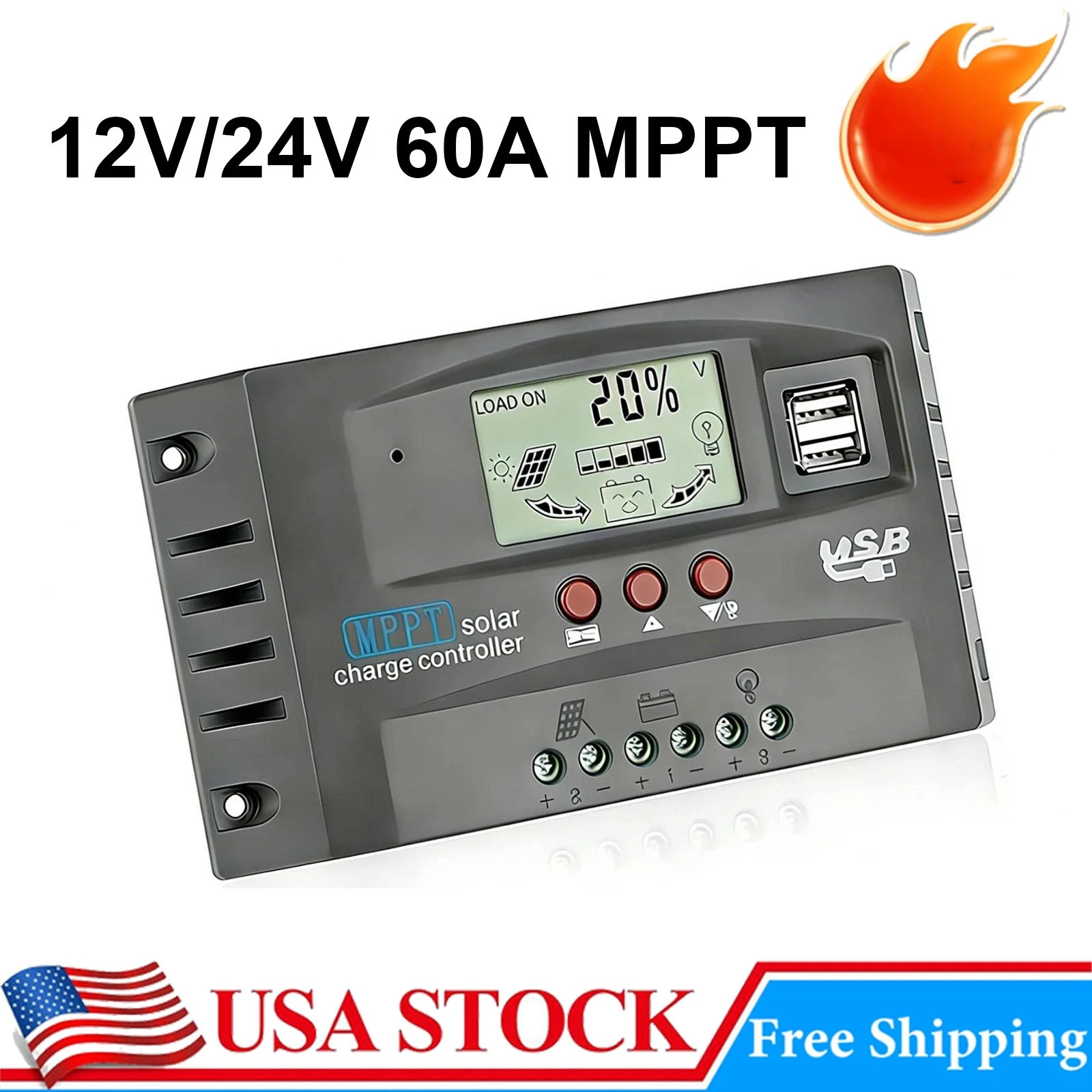 100A Solar Charge Regulator Controller 12V/24V Auto for Lithium Battery