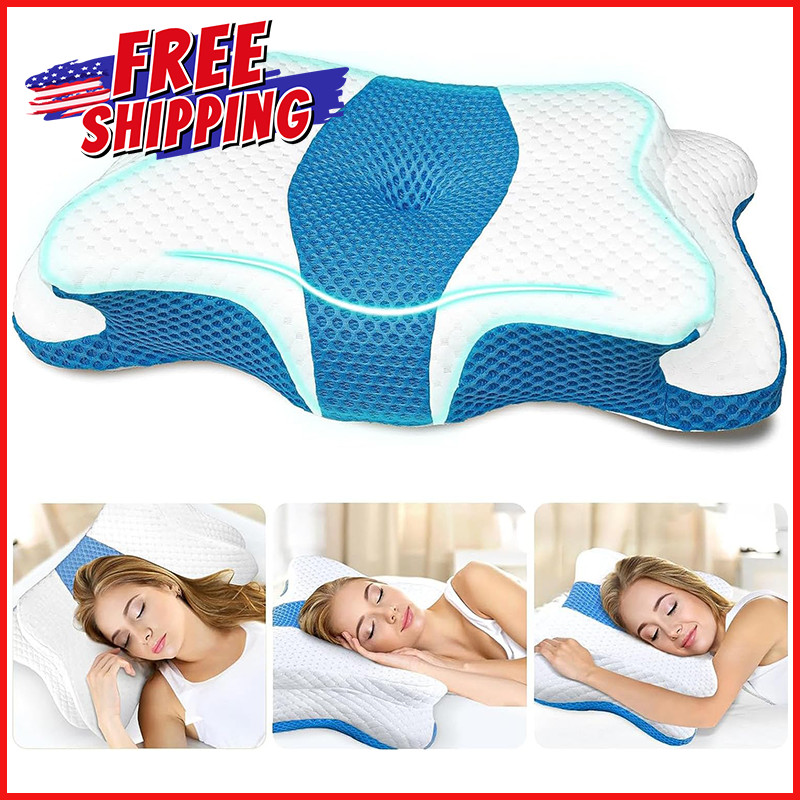 ERGONOMIC MEMORY FOAM NECK PILLOW Cervical Support Pain Relief Sleeping Bed Gel
