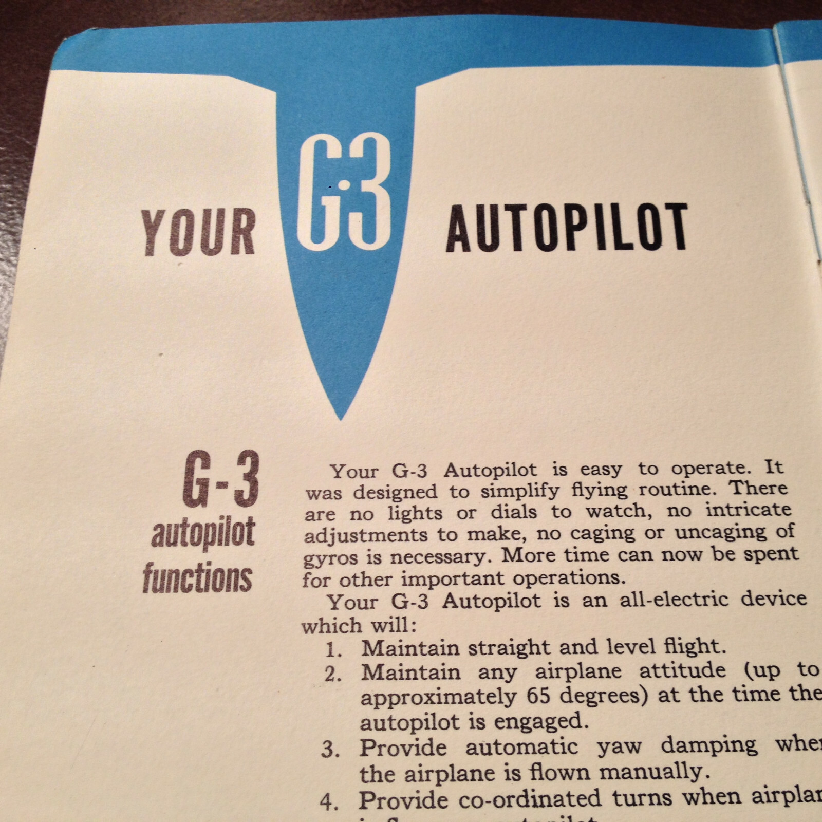 General Electric G-3 Autopilot Operating Instruction Manual