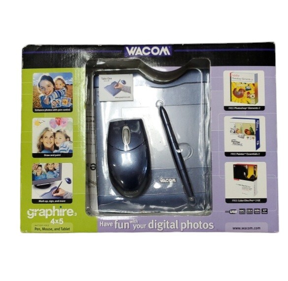 Photo Editor WACOM Graphire3 CTE-430/BO-A 4x5 Graphics Pad w/ Mouse & Pen